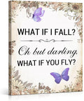 Inspirational Purple Butterfly Wall Art Decor, What If You Fly Motivational by VAHATAN
