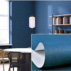 Yancorp 24"x197" Textured Fabric Navy Blue Faux Grasscloth Peel and Stick - Image 2