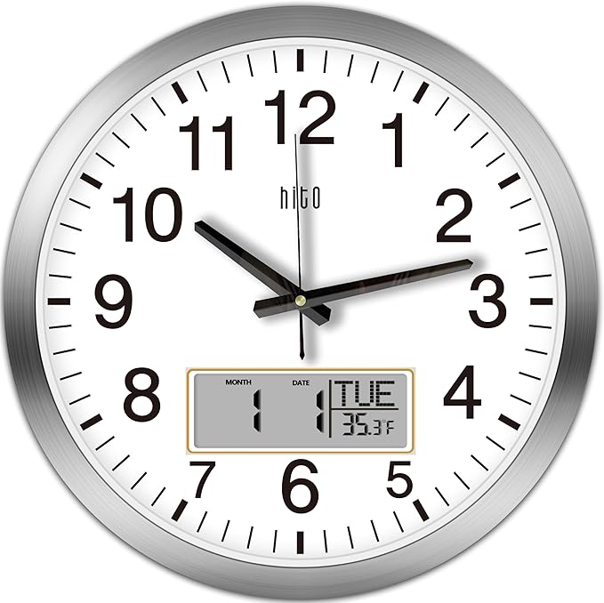 HITO 14 Inch Silent Wall Clock Battery Operated by hito