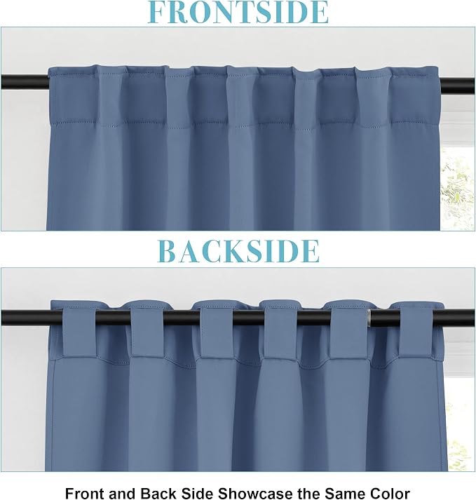 RYB HOME Privacy Window Curtain 63 inches 2 Panels Set, Solid Room Darkening - Image 2
