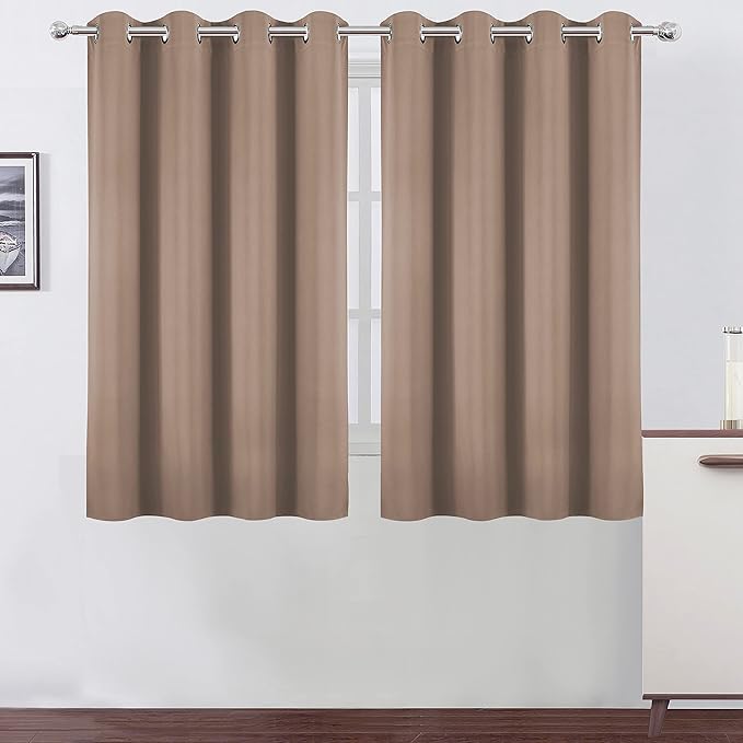 LEMOMO Cappuccino Blackout Curtains/52 x 45 Inch Length Set of 2 Panels Grommet by Lemomo