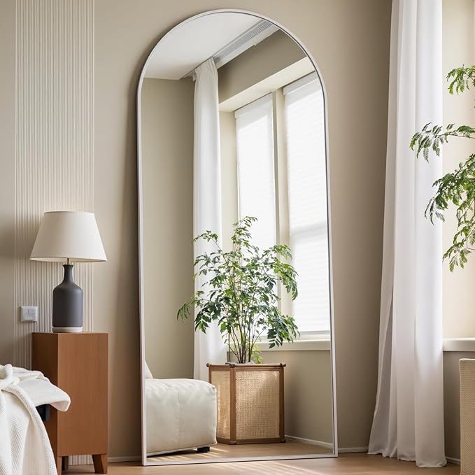 Arched White Full Length Mirror, Full Body Mirrors - Image 2
