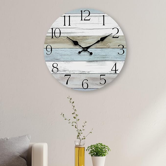 Wall Clock, 12 Inch Wall Clocks Battery Operated Silent Non Ticking, Wooden - Image 8