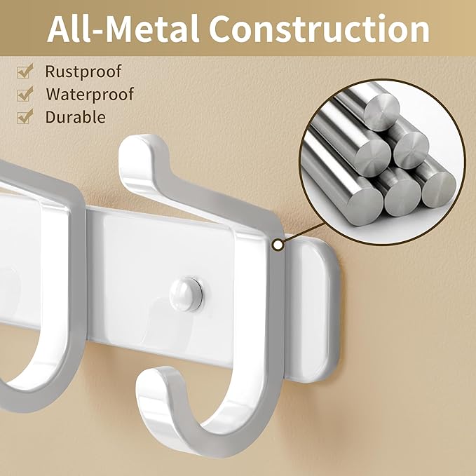 pickpiff Coat Rack Wall Mounted Heavy-Duty: Metal Coat Hanger 6 Hooks - Image 8