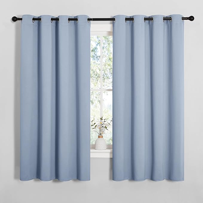 NICETOWN Vintage Blue Blackout Curtains 68 inches Length by NICETOWN