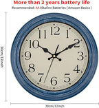 Foxtop 12 Inch Wall Clocks Battery Operated Silent Non-Ticking Classic Vintage - Image 2