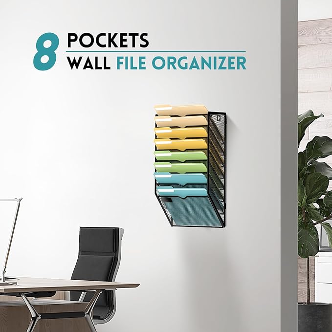 SUPEASY 8 Tier Wall File Organizer, Hanging Wall Mounted Mail Organizer - Image 7