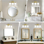 FonmYim Brushed Gold Bathroom Light Fixtures, 3-Light Modern Vanity Light Over - Image 3
