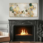 Gold Circle Modern Artwork Framed Abstract Wall Art Green Canvas Decor 24"x48" - Image 6