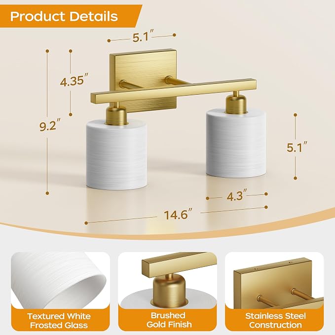 PARTPHONER Bathroom Light Fixtures, Bathroom Lighting Fixtures Over Mirror - Image 3
