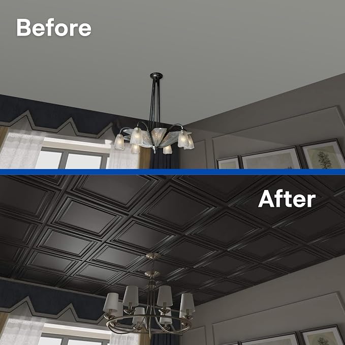 Art3d 48-Pack PVC Drop Ceiling Tiles, 2ft x 2ft, Deep Black - Image 6