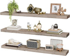 RALGEND Floating Shelves for Wall, 47.2" Large Grey Wall Shelf Set of 3 - Image 9