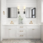 Wall Mount Mirror for Bathroom, Brushed Black Metal Framed Rounded Corner - Image 3