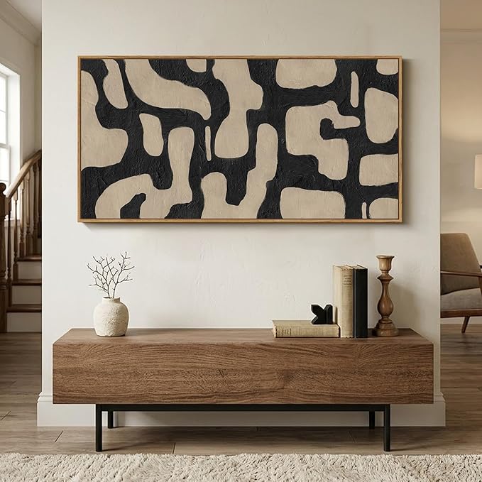 Extra Large Framed Neutral Abstract Canvas Wall Art - Image 3
