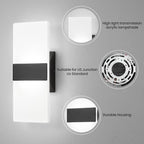 Modern LED Wall Sconces, 12 Inch Indoor Black Wall Lights, 12W 2700K-5000K - Image 5