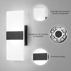 12 Inch Modern Black LED Wall Sconce, Indoor Dimmable Wall Lights, 12W - Image 5
