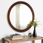 CULER Round Mirrors 30 Inch, Wood Vanity Wall Rustic Mirror - Image 4