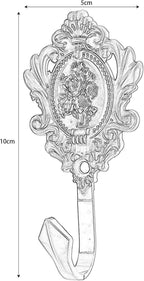2Pcs Wall Hooks Red Copper Rose Pattern Carved Vintage Drapery Clothes Key Hook - Image 4