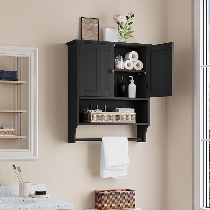 Smuxee Black Bathroom Cabinet Wall Mounted - Image 8