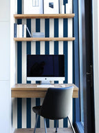 Guvana 118"x17.7" Blue and White Striped Contact Paper Navy Blue Peel and Stick - Image 4
