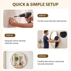 NEWBULIG 28-Inch Round Wall Mirror, Bathroom Wall Circle Mirror - Image 6