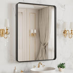LOAAO 20X16 Inch Black Metal Framed Bathroom Mirror by LOAAO