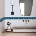 Blue Geometric Mosaic Wallpaper Border 196x4 Inch Peel and Stick Wall Border - Image 3