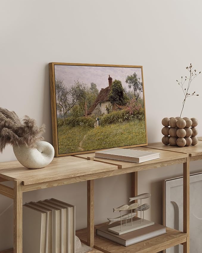 InSimSea Framed Canvas Wall Art Vintage Decor, Old Cottages Countryside - Image 2