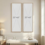 Long Narrow Framed Neutral Abstract Vertical Wall Art Set of 2, Oversized - Image 4