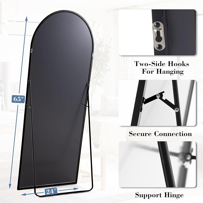 DUMOS 65"x24" Arched Full Length Mirror - Image 5