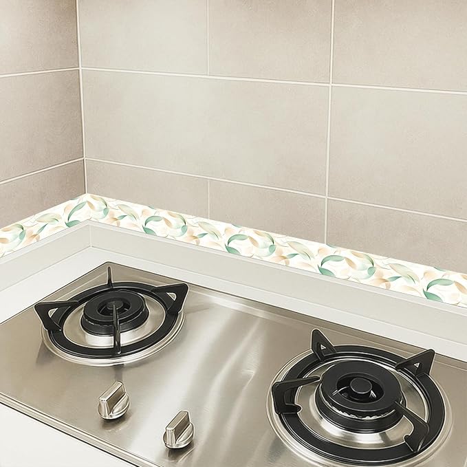 HOMETITUTE Wallpaper Border Peel and Stick Wall Border Green Leaf Watercolor - Image 5