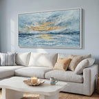 Extra Large Framed Blue Gold Abstract Wall Art - Image 2