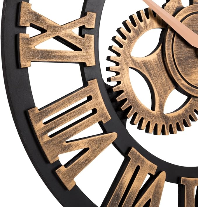 33" Roman Bronze Noiseless Silent Gear Wall Clock - Image 4