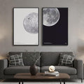 Large Framed Black and White Moon Wall Art, 2 Piece the Moon Canvas Art Prints by Cuspin