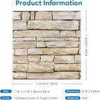 COMSTICKC 3D Peel and Stick Faux Stone Wall Sticker, Ultra-Light Thin PVC Rock - Image 5