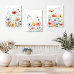 KISSFOX Framed Colorful Wildflower Canvas Wall Art Set Of 3 Flowers Pictures - Image 2