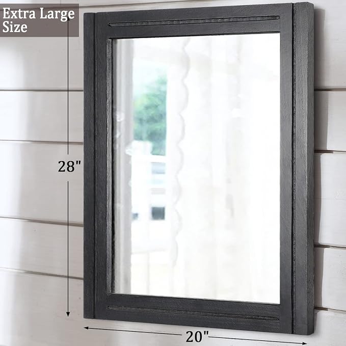 AAZZKANG Large Mirrors for Wall Black 28"x20" Rectangle Wood Framed Mirror - Image 2