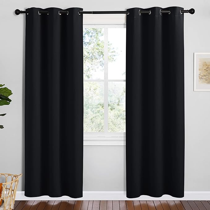 NICETOWN Bathroom Blackout Thermal Curtains and Drapes, 2 Panels, 42 inches by NICETOWN
