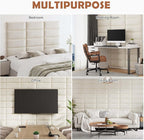 IFNOW Wall Mounted Upholstered Headboard Queen, 3D Peel and Stick Soundproof - Image 7
