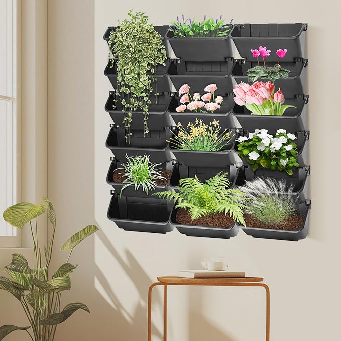 Vertical Wall Planter with 18 Pots, Hanging Garden Plant Flowerpot Holder - Image 7