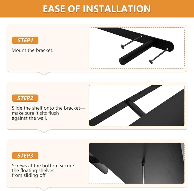 ROGMARS Black Wooden Floating Shelves - Image 2