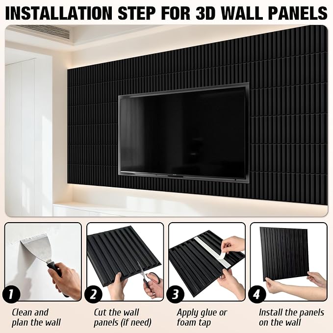 Qidejoy 33 Pcs 3D PVC Slat Wall Panels 12X12in Fluted Textured Paneling Modern - Image 6