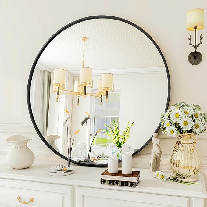 VooBang Black Round Mirror, Round Wall Mirror by VooBang