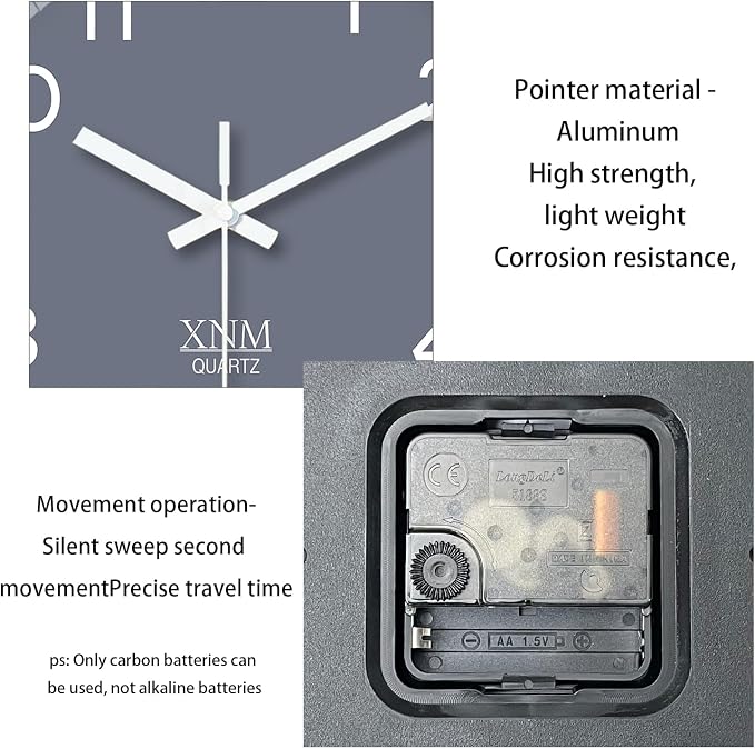 XNM Minimalist Wall Clocks Battery Operated 14 Inch Grey Wall Clock Decorative - Image 8