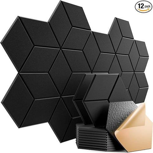 12 Pack Self-Adhesive Acoustic Panels 12" X 10" X 0.4" by Dailycooper