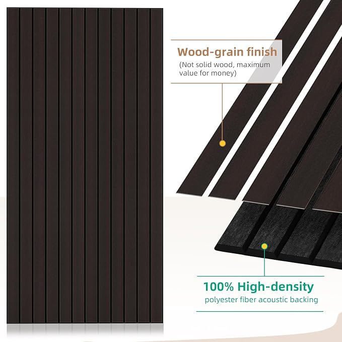 Wood Veneer Sound Panels, 10 Pack 47.2”x23.6” Wall Panels, Decorative Acoustic - Image 2