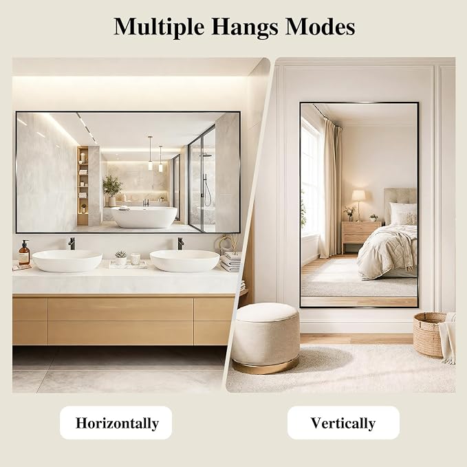 Koonmi Black Mirrors for Wall, 36x60 Inch Bathroom Mirror, Rectangular Wall - Image 6