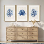Large Framed Blue Coastal Coral Wall Art - Image 7