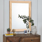 AAZZKANG Rustic Mirrors for Wall Rectangle Wood Frame Mirror Large 26"x18" - Image 3