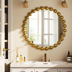 Easly Round Mirror for Wall, 24 Inch Gold Beaded Frame Decorative Vanity Mirror by EASLY